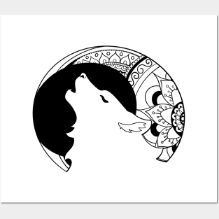 Howling Wolf Mandala Posters and Art